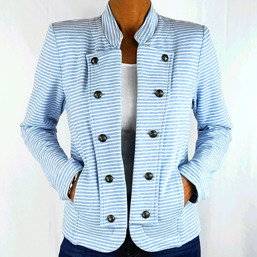 Tommy Hilfiger Cotton Blazer Size Medium Blue Stri